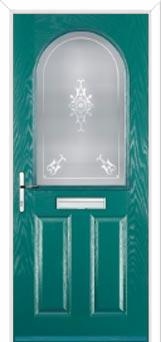 2 Panel 1 Arch Staxton Composite Front Door in Turquoise Blue