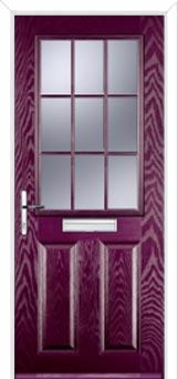 2 Panel 1 Grill Composite Front Door in Purple Violet