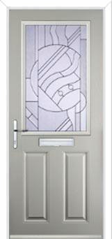 2 Panel 1 Square Abstract Composite Front Door in Agate Grey