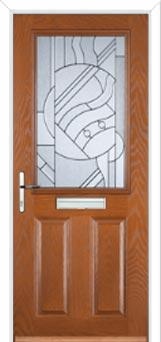 2 Panel 1 Square Abstract Composite Front Door in Oak