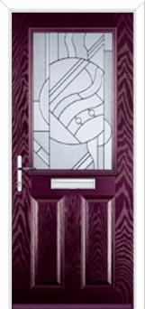 2 Panel 1 Square Abstract Composite Front Door in Purple Violet