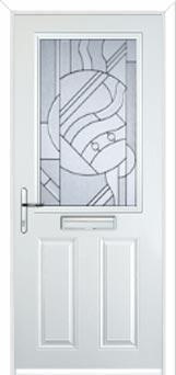 2 Panel 1 Square Abstract Composite Front Door in White
