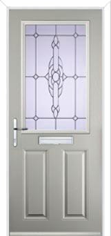 2 Panel 1 Square Crystal Bohemia Composite Front Door in Agate Grey