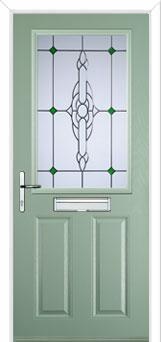 2 Panel 1 Square Crystal Bohemia Composite Front Door in Chartwell Green