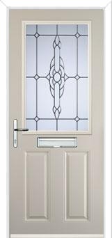 2 Panel 1 Square Crystal Bohemia Composite Front Door in Cream