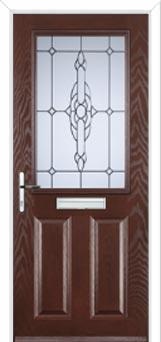 2 Panel 1 Square Crystal Bohemia Composite Front Door in Darkwood