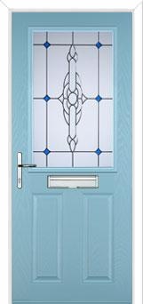 2 Panel 1 Square Crystal Bohemia Composite Front Door in Duck Egg Blue
