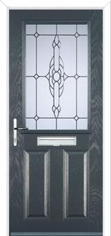 2 Panel 1 Square Crystal Bohemia Composite Front Door in Anthracite Grey