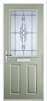 2 Panel 1 Square Crystal Bohemia Composite Front Door in Pebble Grey