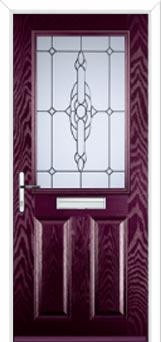 2 Panel 1 Square Crystal Bohemia Composite Front Door in Purple Violet