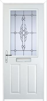 2 Panel 1 Square Crystal Bohemia Composite Front Door in White