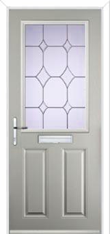 2 Panel 1 Square Crystal Diamond Composite Front Door in Agate Grey
