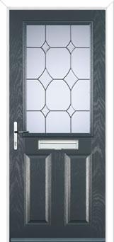 2 Panel 1 Square Crystal Diamond Composite Front Door in Anthracite Grey