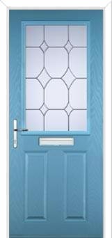 2 Panel 1 Square Crystal Diamond Composite Front Door in Pastel Blue