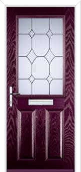 2 Panel 1 Square Crystal Diamond Composite Front Door in Purple Violet