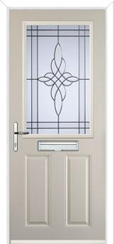 2 Panel 1 Square Crystal Harmony Composite Front Door in Cream