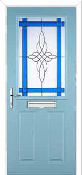 2 Panel 1 Square Crystal Harmony Composite Front Door in Duck Egg Blue