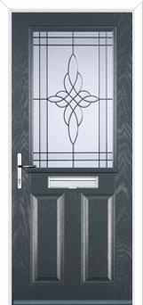 2 Panel 1 Square Crystal Harmony Composite Front Door in Anthracite Grey
