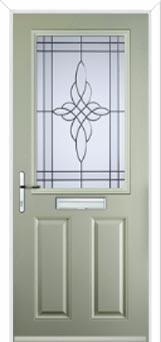 2 Panel 1 Square Crystal Harmony Composite Front Door in Pebble Grey