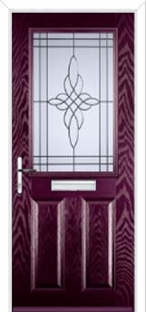 2 Panel 1 Square Crystal Harmony Composite Front Door in Purple Violet