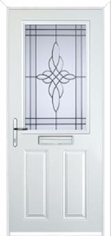 2 Panel 1 Square Crystal Harmony Composite Front Door in White