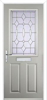 2 Panel 1 Square Brass Art Clarity Composite Front Door in Agate Grey
