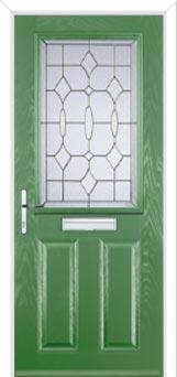 2 Panel 1 Square Brass Art Clarity Composite Front Door in Fern Green