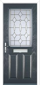 2 Panel 1 Square Brass Art Clarity Composite Front Door in Anthracite Grey