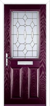2 Panel 1 Square Brass Art Clarity Composite Front Door in Purple Violet
