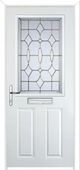 2 Panel 1 Square Brass Art Clarity Composite Front Door in White