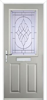 2 Panel 1 Square Elegance Composite Front Door in Agate Grey
