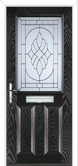 2 Panel 1 Square Elegance Composite Front Door in Black Brown