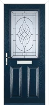 2 Panel 1 Square Elegance Composite Front Door in Dark Blue
