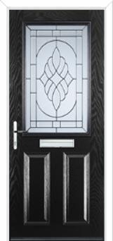 2 Panel 1 Square Elegance Composite Front Door in Black