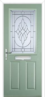2 Panel 1 Square Elegance Composite Front Door in Chartwell Green