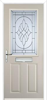 2 Panel 1 Square Elegance Composite Front Door in Cream