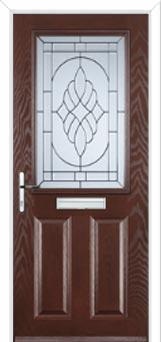2 Panel 1 Square Elegance Composite Front Door in Darkwood