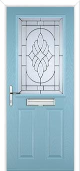 2 Panel 1 Square Elegance Composite Front Door in Duck Egg Blue