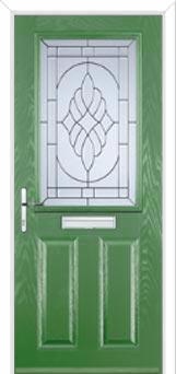 2 Panel 1 Square Elegance Composite Front Door in Fern Green