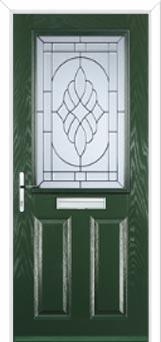 2 Panel 1 Square Elegance Composite Front Door in Green