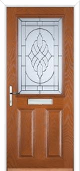 2 Panel 1 Square Elegance Composite Front Door in Oak