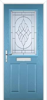 2 Panel 1 Square Elegance Composite Front Door in Pastel Blue