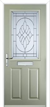 2 Panel 1 Square Elegance Composite Front Door in Pebble Grey