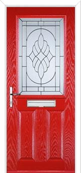 2 Panel 1 Square Elegance Composite Front Door in Poppy Red