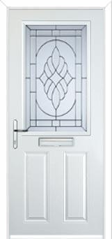 2 Panel 1 Square Elegance Composite Front Door in White
