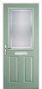 2 Panel 1 Square Enfield Composite Front Door in Chartwell Green