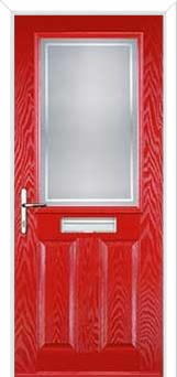 2 Panel 1 Square Enfield Composite Front Door in Poppy Red