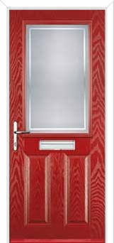 2 Panel 1 Square Enfield Composite Front Door in Red