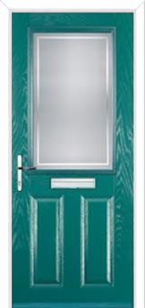 2 Panel 1 Square Enfield Composite Front Door in Turquoise Blue