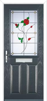 2 Panel 1 Square English Rose Composite Front Door in Anthracite Grey